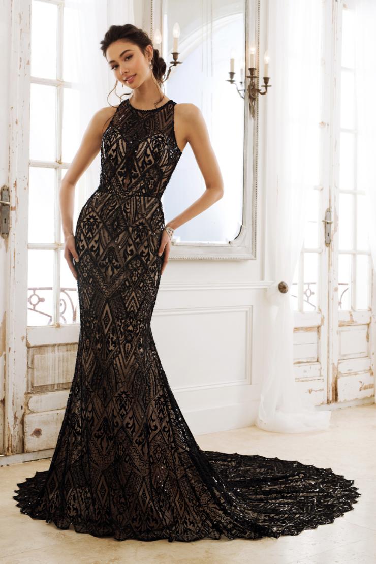 Fit and Flare Wedding Gown with Glamorous Geometric Detailing Raven
