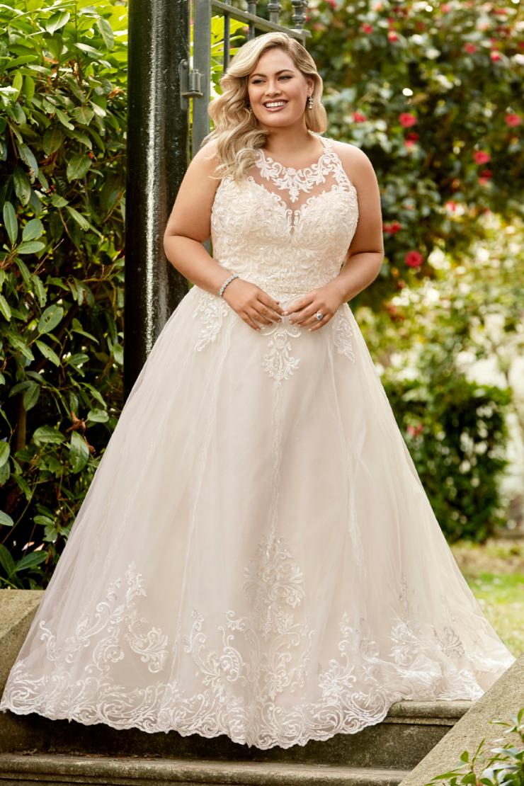 Beautiful Lace Illusion Neckline Wedding Dress McKenna