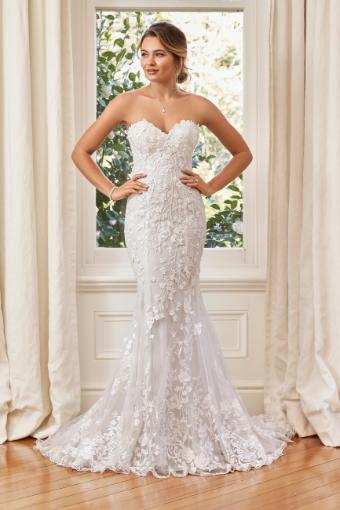 Statuesque Trumpet Wedding Gown with 3D Lace Flowers Leona