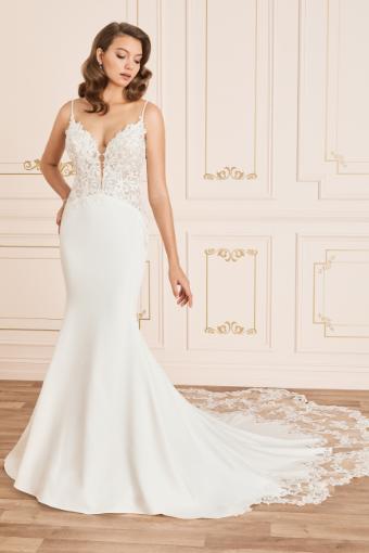 Crepe Fit and Flare Gown with Lace Train Tallulah