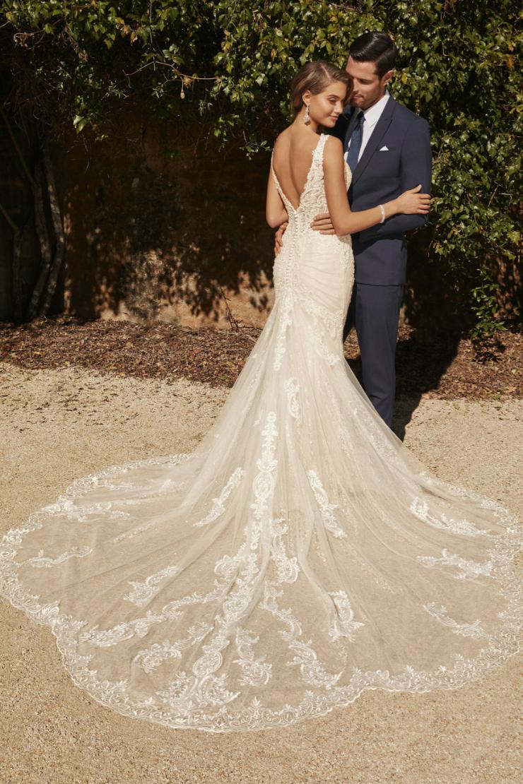 Layered Lace Wedding Dress with Shaped Train Juliette