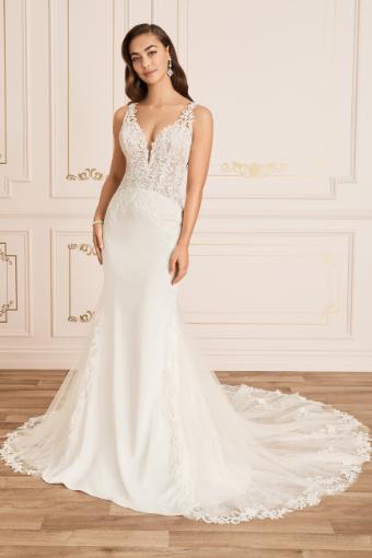 Modern Crepe Wedding Gown with Sheer Bodice Alea