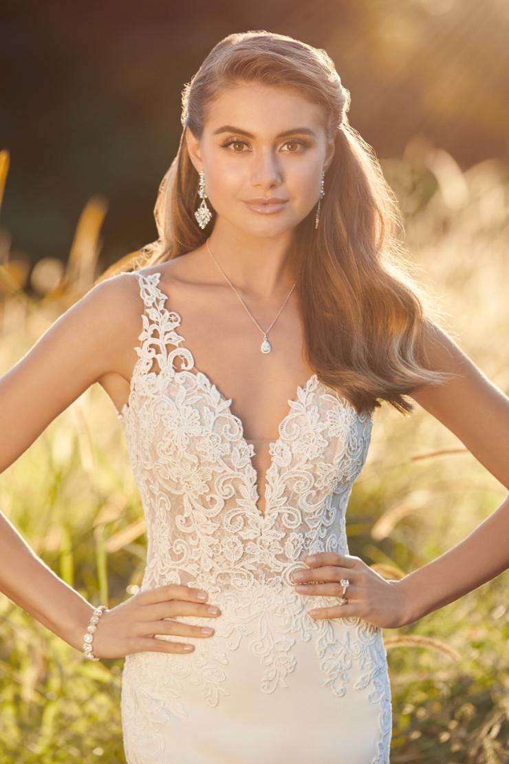 Modern Crepe Wedding Gown with Sheer Bodice Alea