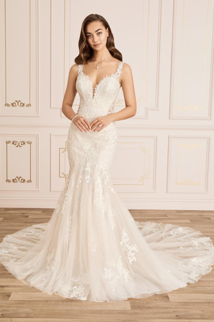 Floral Lace Wedding Dress with Sheer Train Roberta