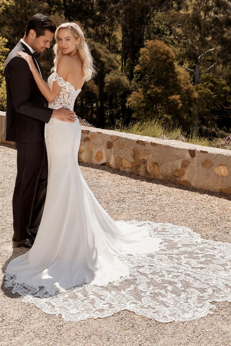 Crepe Wedding Dress with Incredible Lace Train Winona