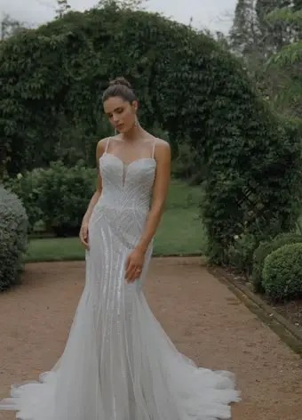 Luxurious Fit-and-Flare Wedding Dress with Beading Matisse $1 autoplay loop mute thumbnail