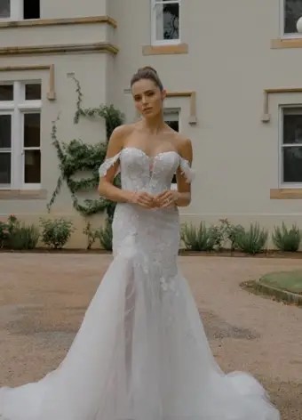 Modern Mermaid Wedding Dress with Leg Slit Lola $1 autoplay loop mute thumbnail