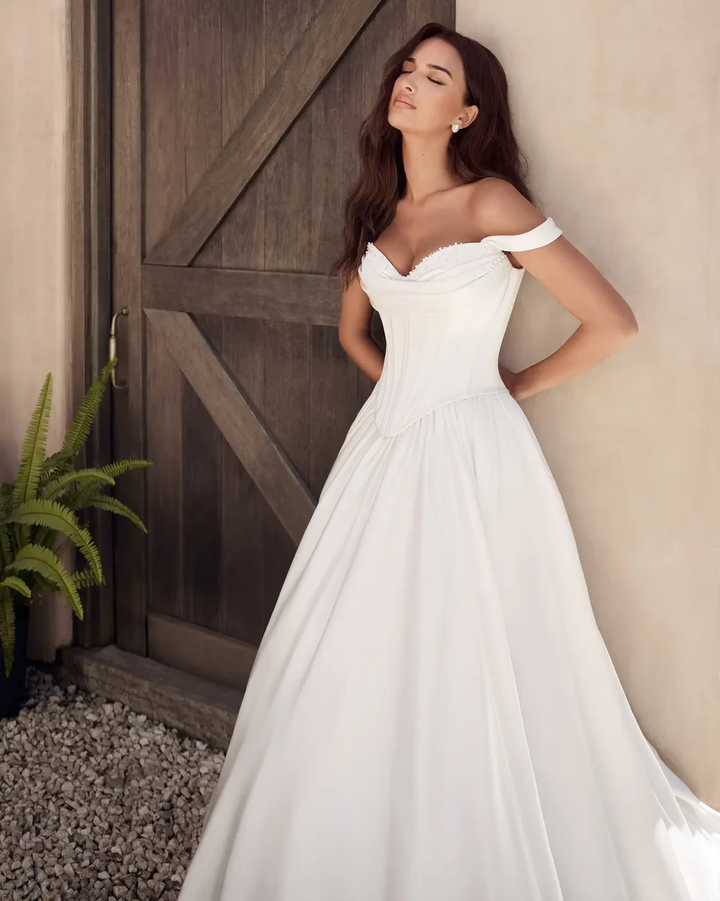 Model in white Sophia Tolli wedding gown