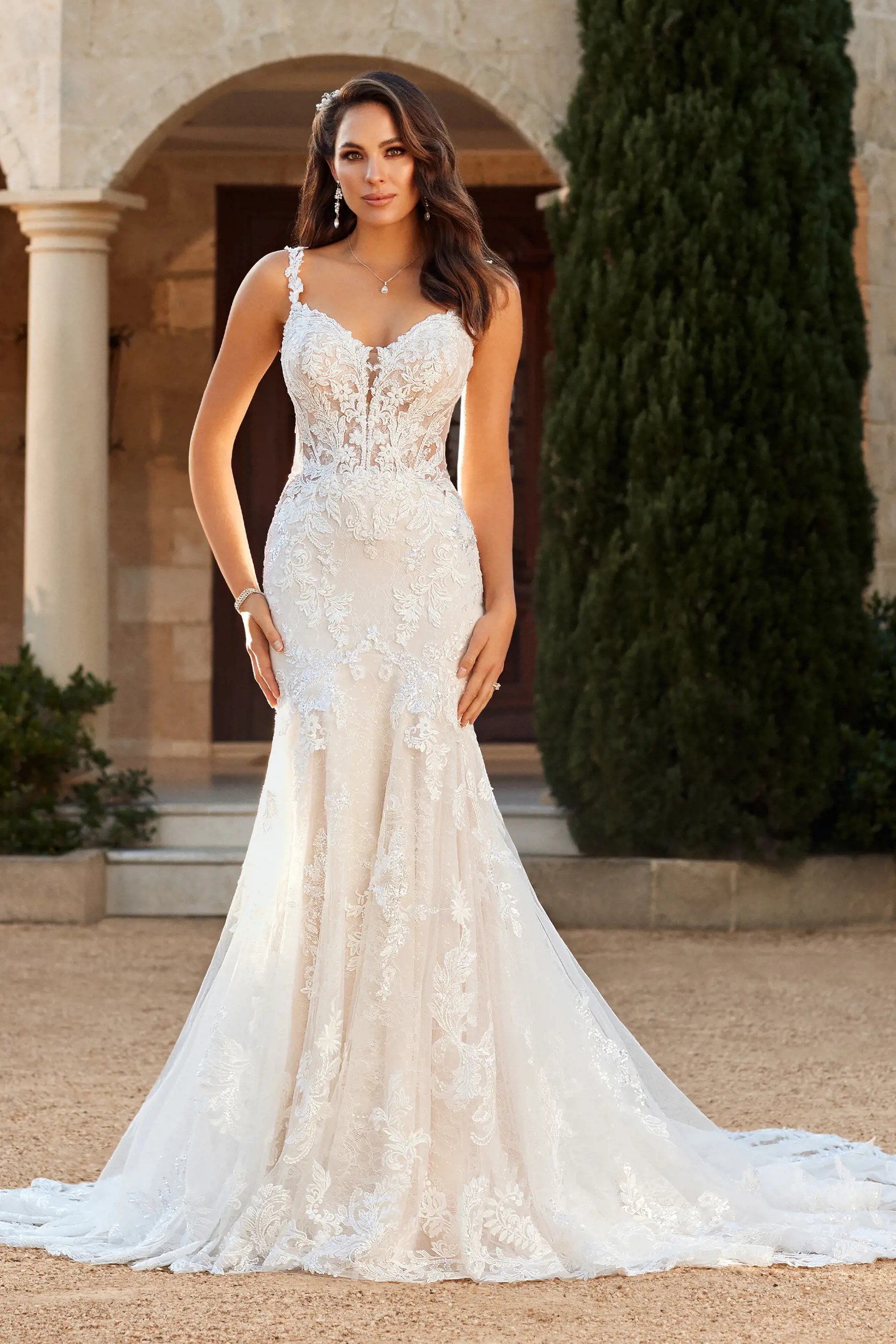 Illusion Back Wedding Dress with Glamorous Train Shanelle $1 autoplay loop mute thumbnail