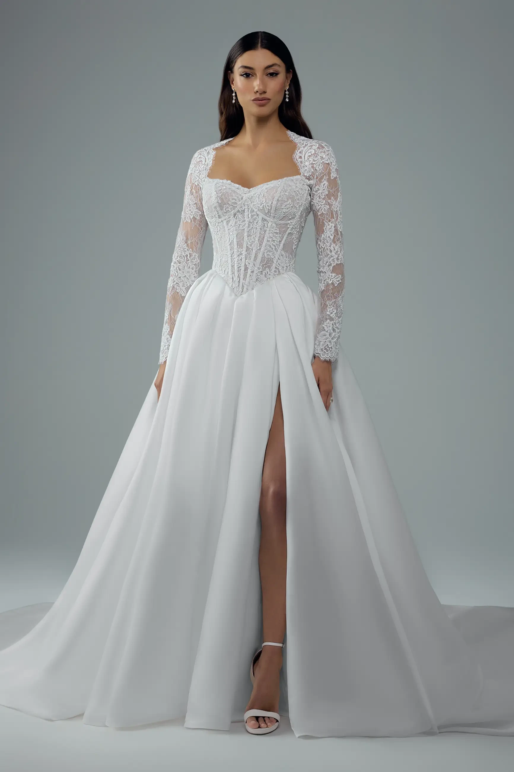 Modern Ball Gown Wedding Dress with Corset Bodice Bree $1 autoplay loop mute thumbnail