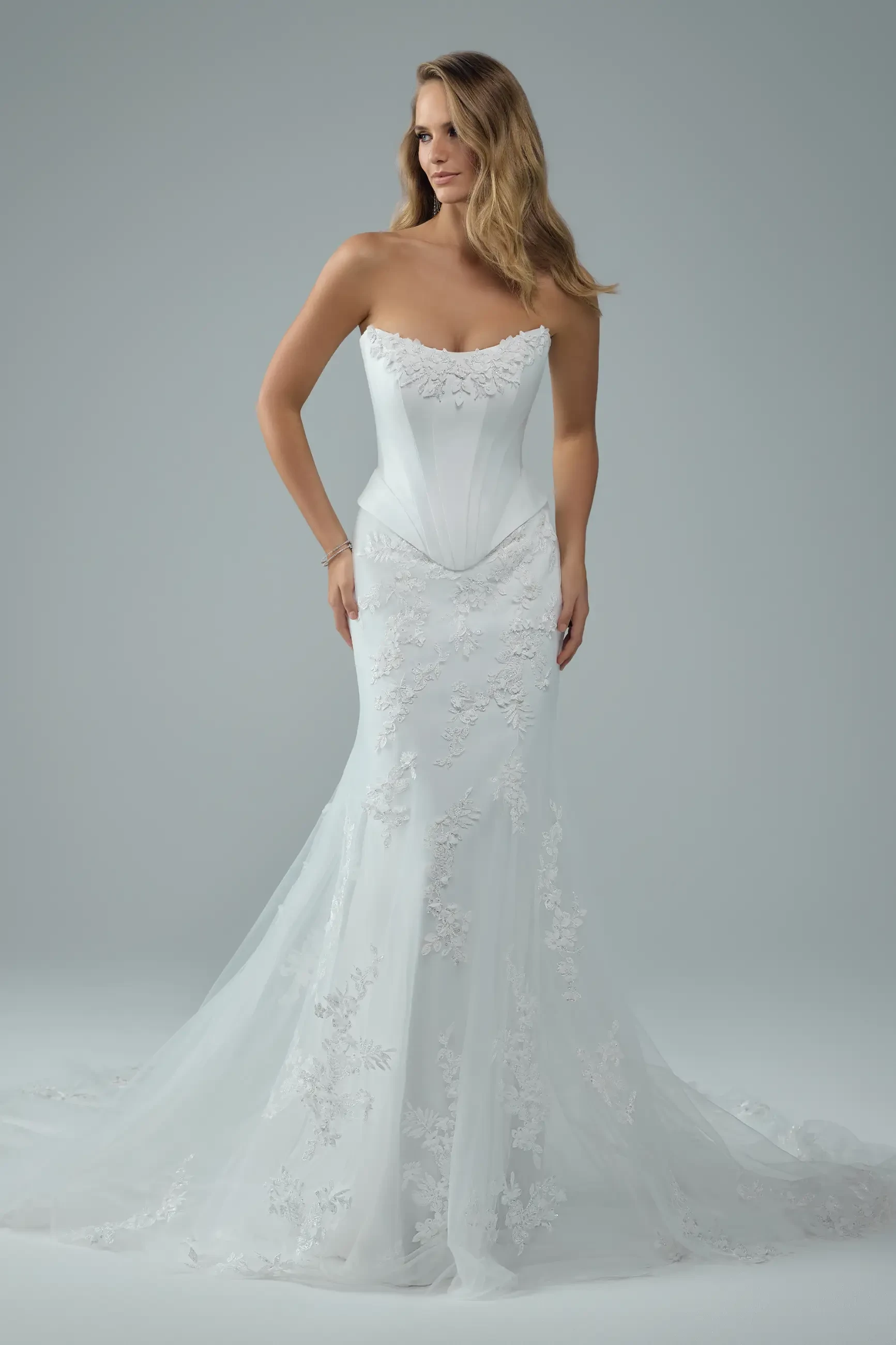 Faux Two Piece Bridal Gown with 3D Lace Elora $1 autoplay loop mute thumbnail