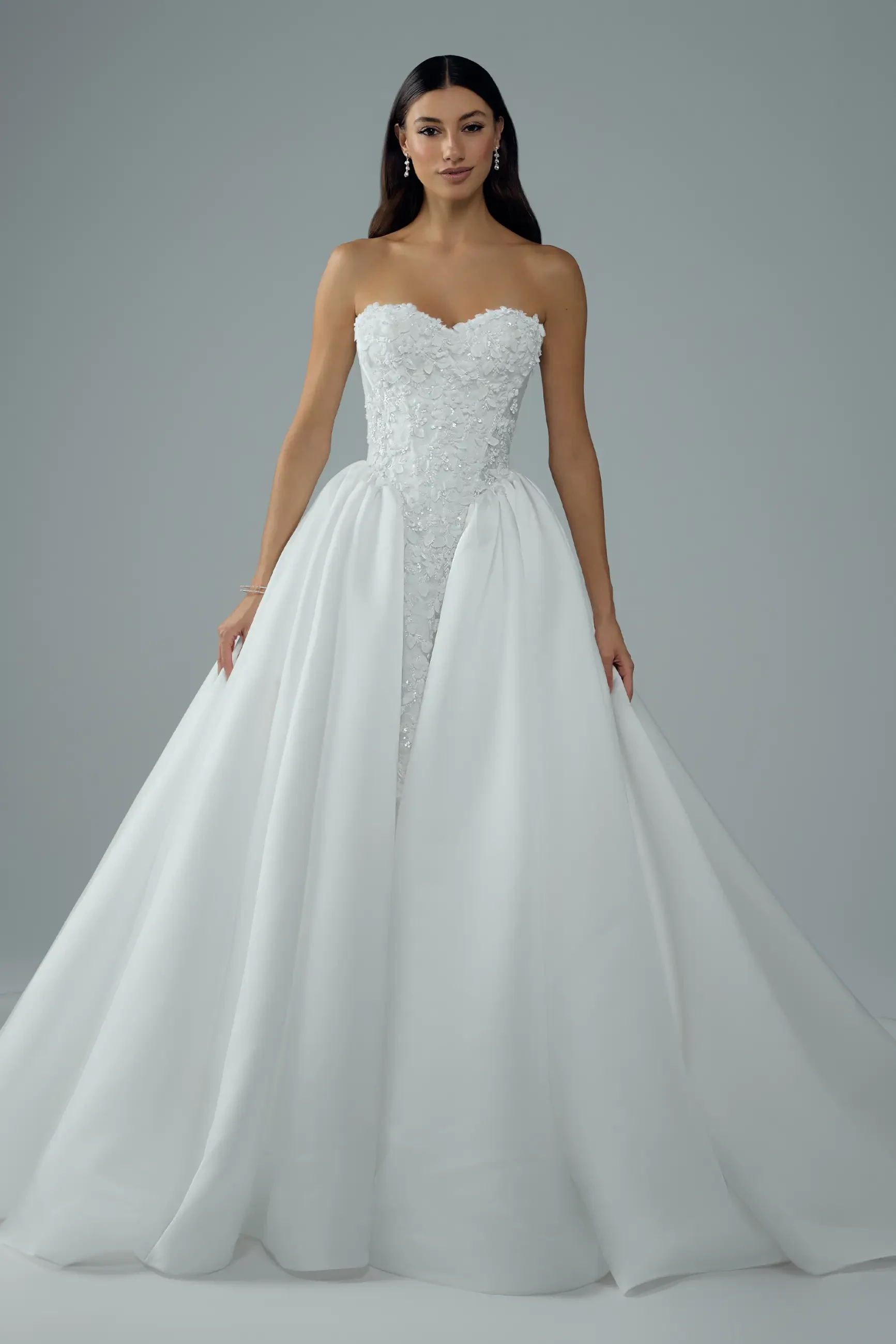 Strapless Sweetheart Wedding Dress with 3D lace Tiffany $1 autoplay loop mute thumbnail