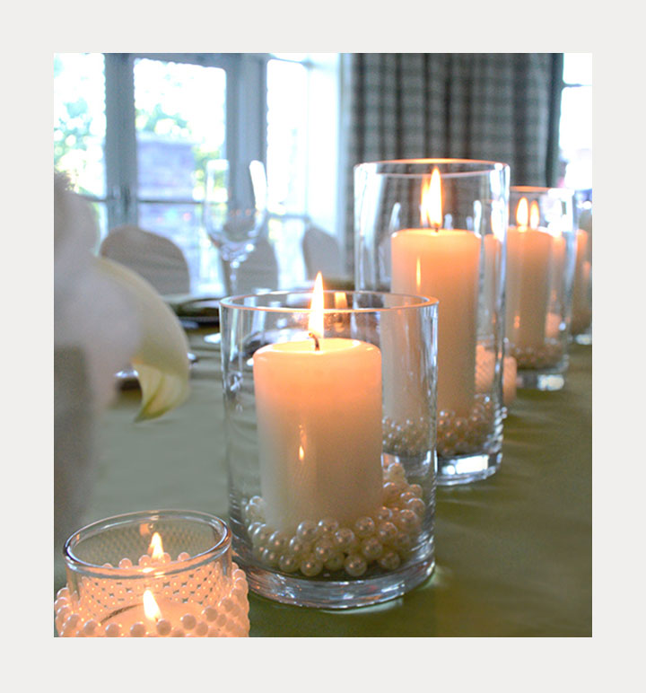 Elegant DIY Pearl and Candle Centerpieces