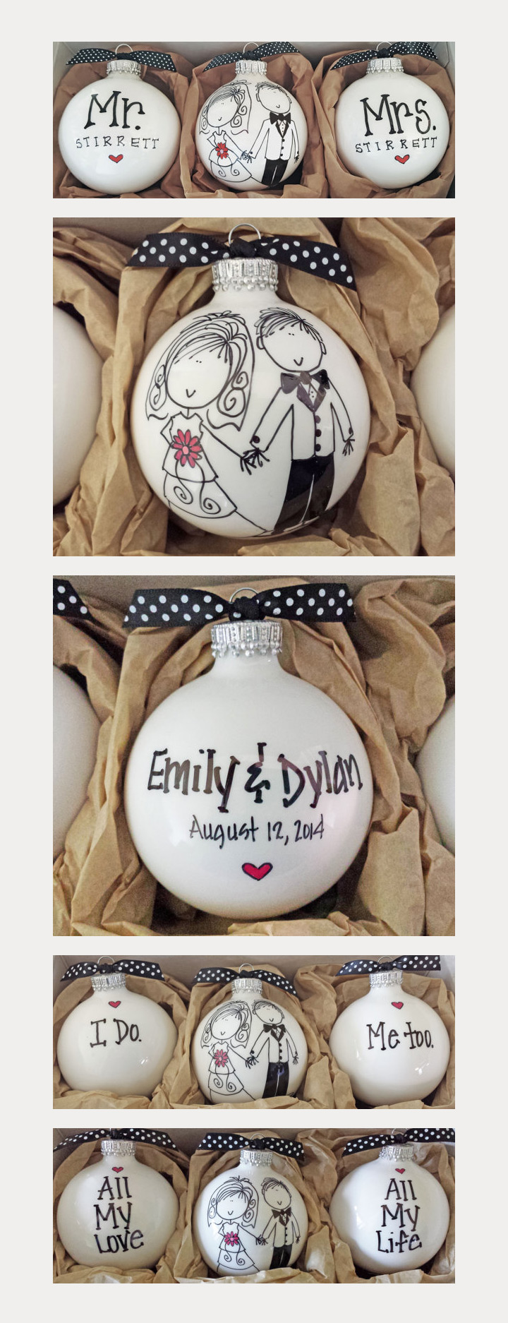 mr and mrs custom wedding ornaments 