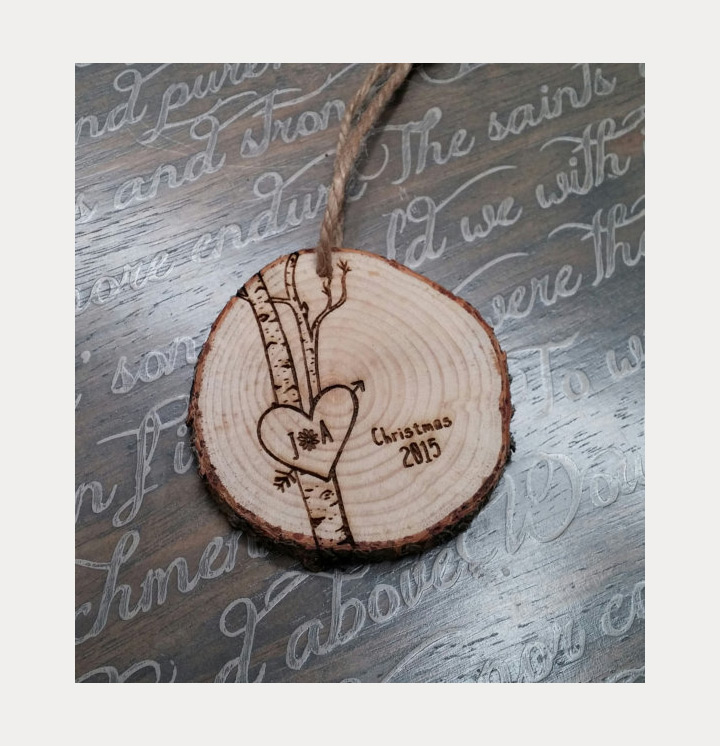 custom rustic wedding ornament