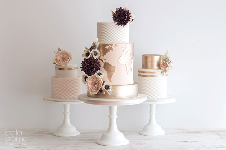 Blush & Rose Gold Wedding Cake Trio