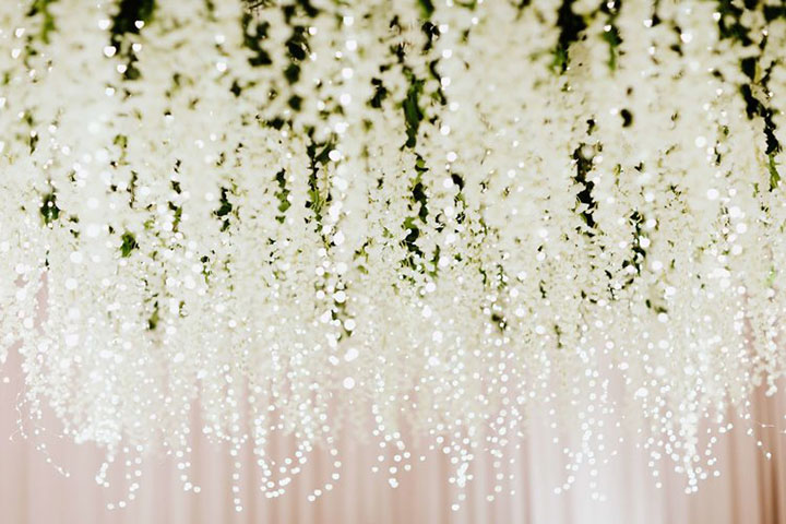 Most Magical Hanging Floral Installation With Fairy Lights