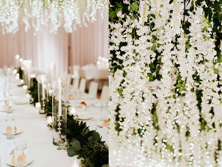 Most Magical Hanging Floral Installation With Fairy Lights