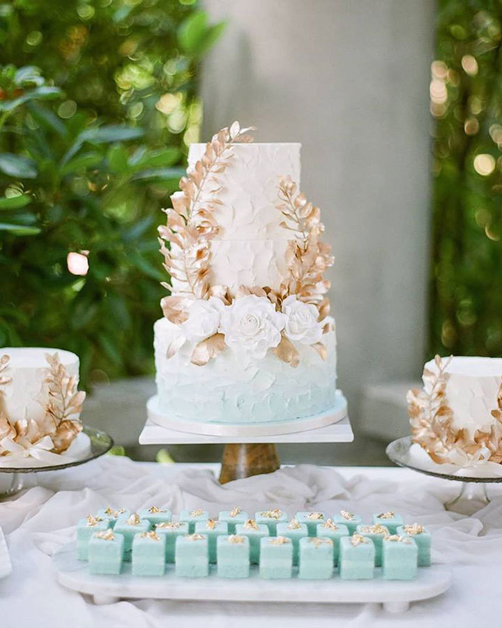 Ethereal Pale Blue Ombré Buttercream Wedding Cake