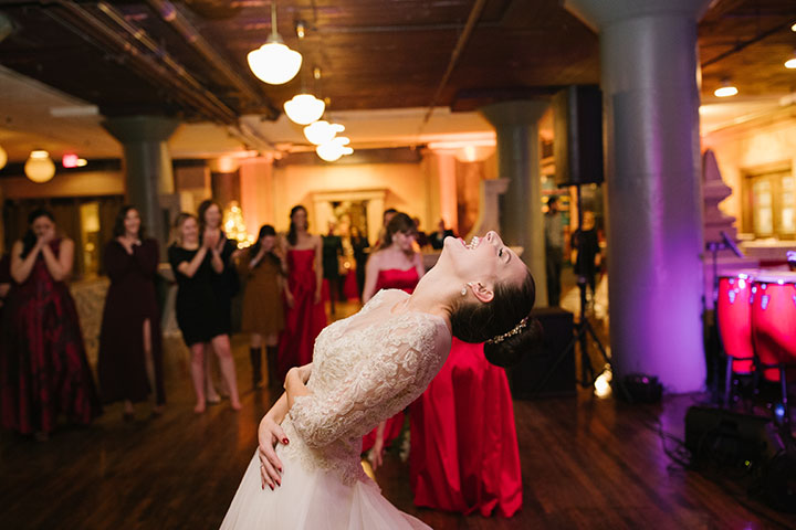 Ballerina Bun + Red Lip + "Andria" = Winter Wedding Perfection