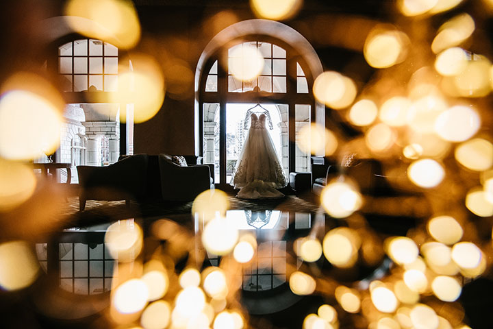 Ballerina Bun + Red Lip + "Andria" = Winter Wedding Perfection