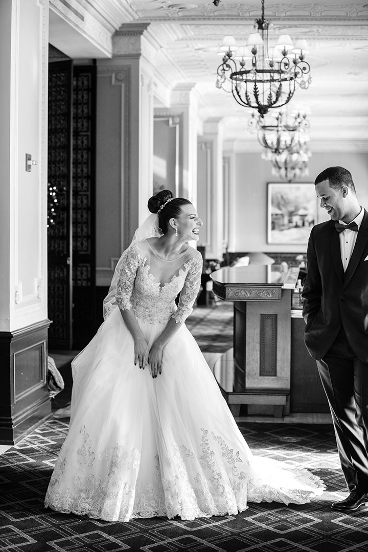 Ballerina Bun + Red Lip + "Andria" = Winter Wedding Perfection