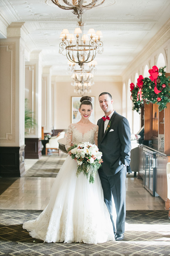 Ballerina Bun + Red Lip + "Andria" = Winter Wedding Perfection