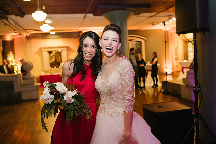 Ballerina Bun + Red Lip + "Andria" = Winter Wedding Perfection