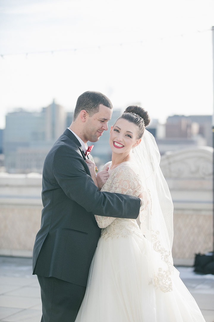 Ballerina Bun + Red Lip + "Andria" = Winter Wedding Perfection