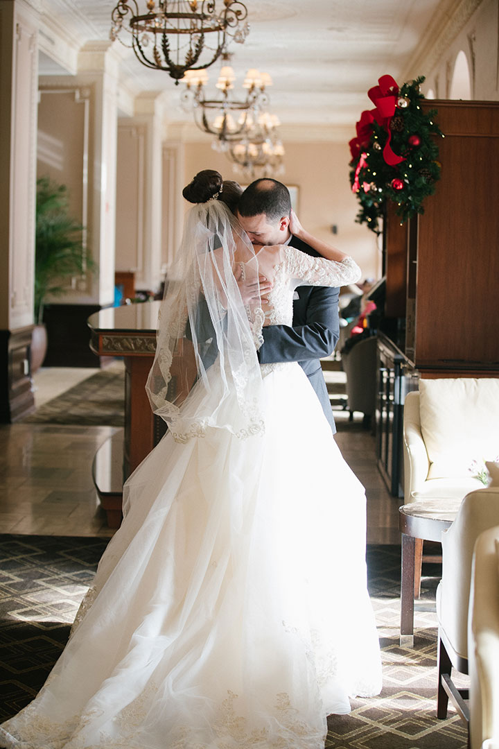 Ballerina Bun + Red Lip + "Andria" = Winter Wedding Perfection