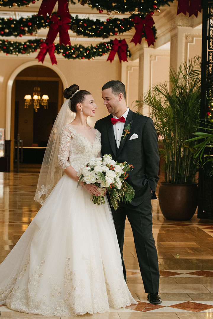 Ballerina Bun + Red Lip + "Andria" = Winter Wedding Perfection