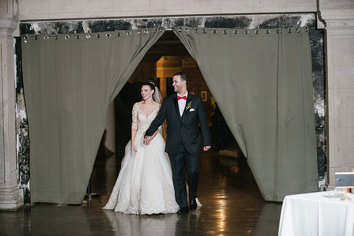 Ballerina Bun + Red Lip + "Andria" = Winter Wedding Perfection