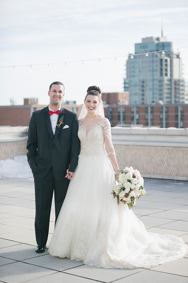 Ballerina Bun + Red Lip + "Andria" = Winter Wedding Perfection