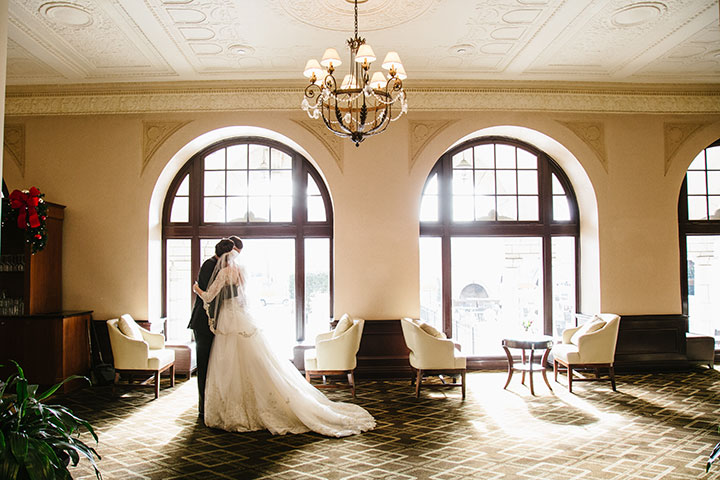 Ballerina Bun + Red Lip + "Andria" = Winter Wedding Perfection
