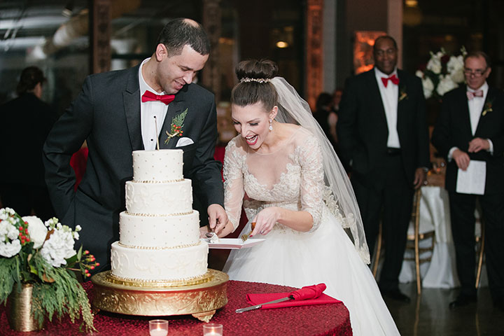 Ballerina Bun + Red Lip + "Andria" = Winter Wedding Perfection
