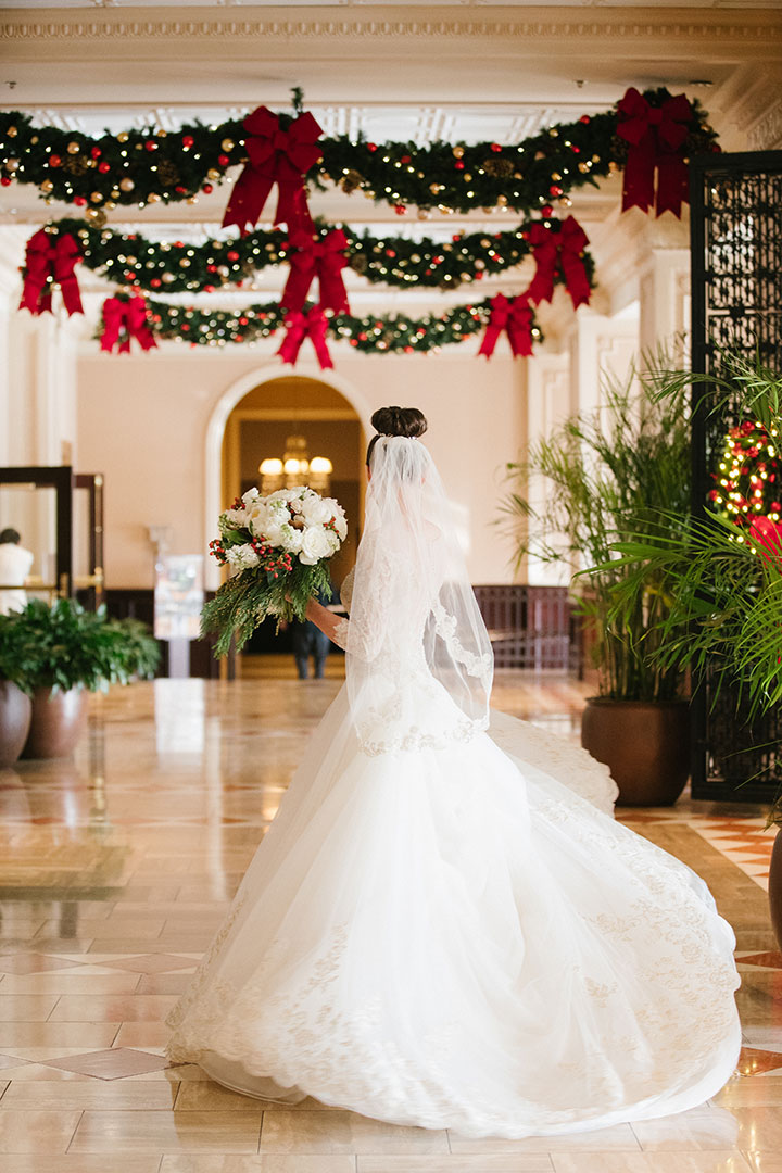 Ballerina Bun + Red Lip + "Andria" = Winter Wedding Perfection