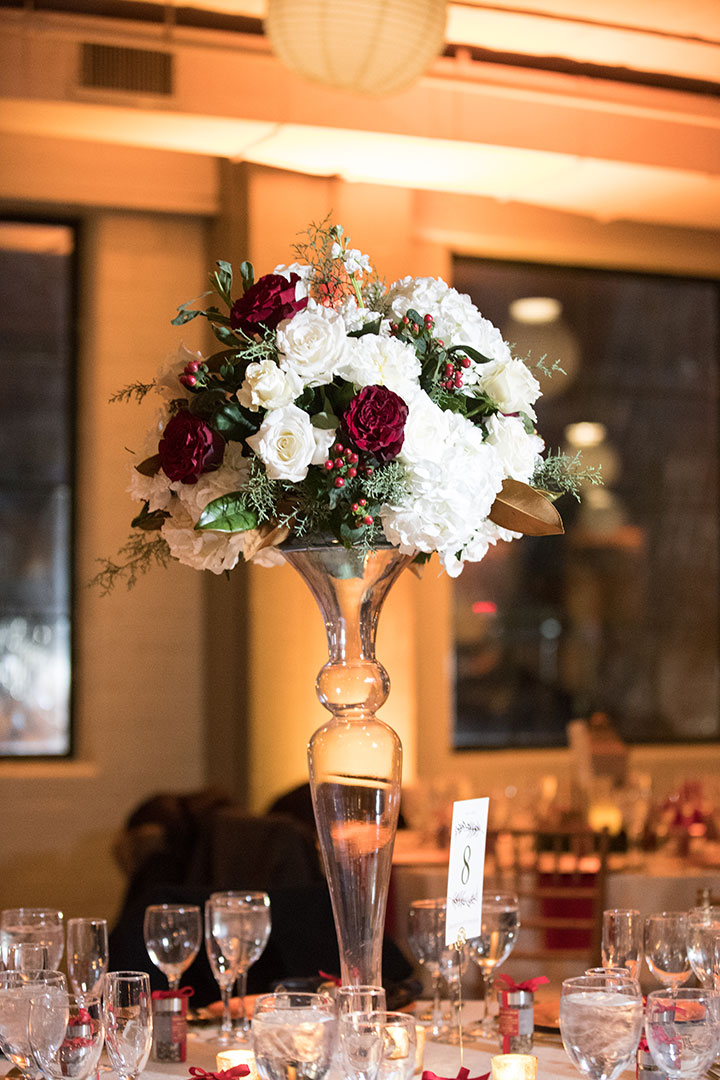 Ballerina Bun + Red Lip + "Andria" = Winter Wedding Perfection