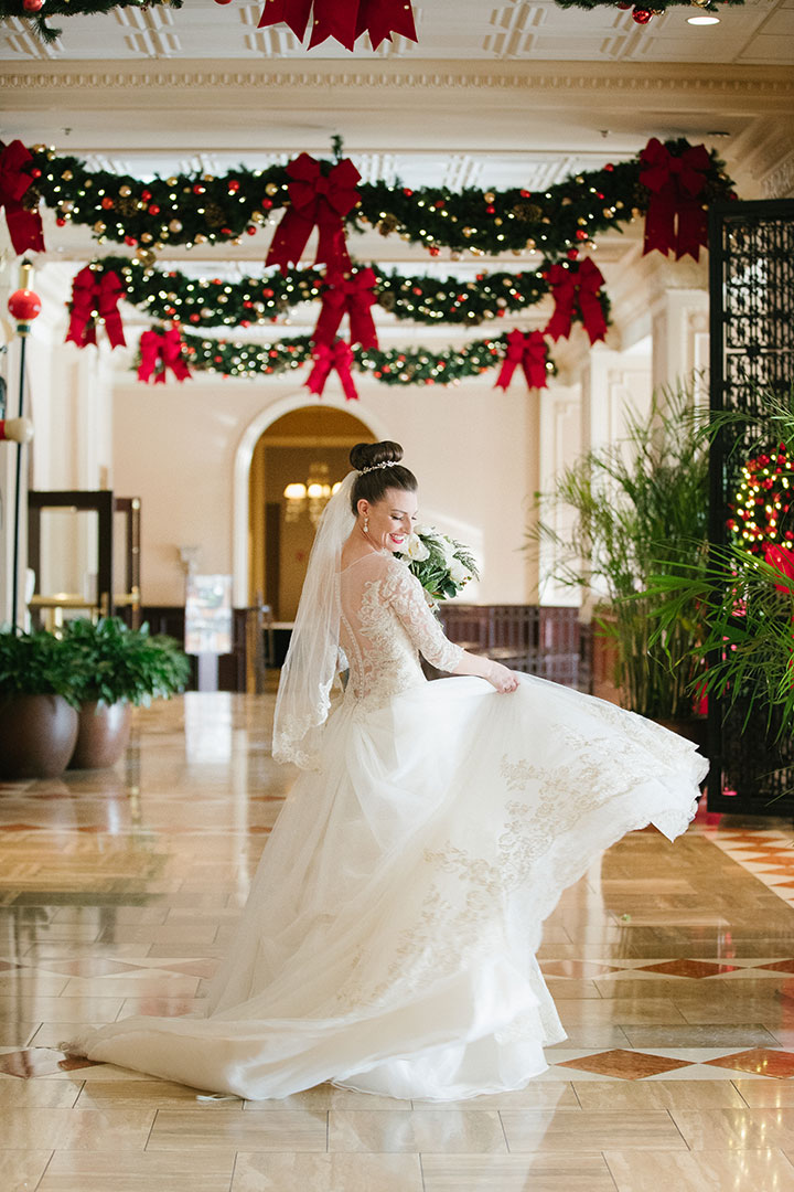 Ballerina Bun + Red Lip + "Andria" = Winter Wedding Perfection