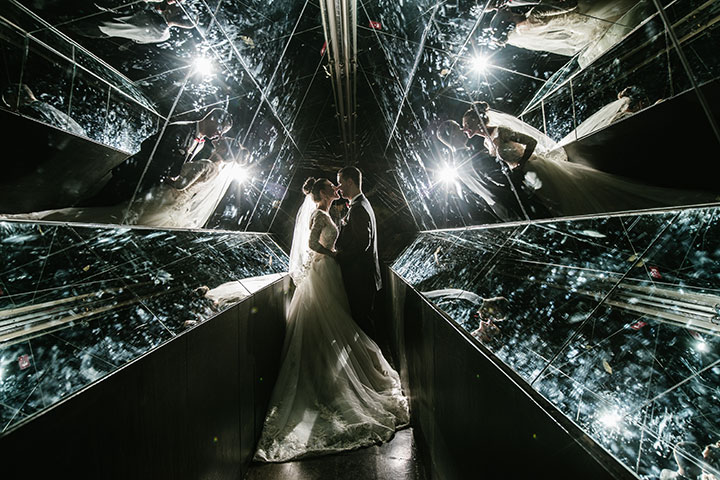 Ballerina Bun + Red Lip + "Andria" = Winter Wedding Perfection