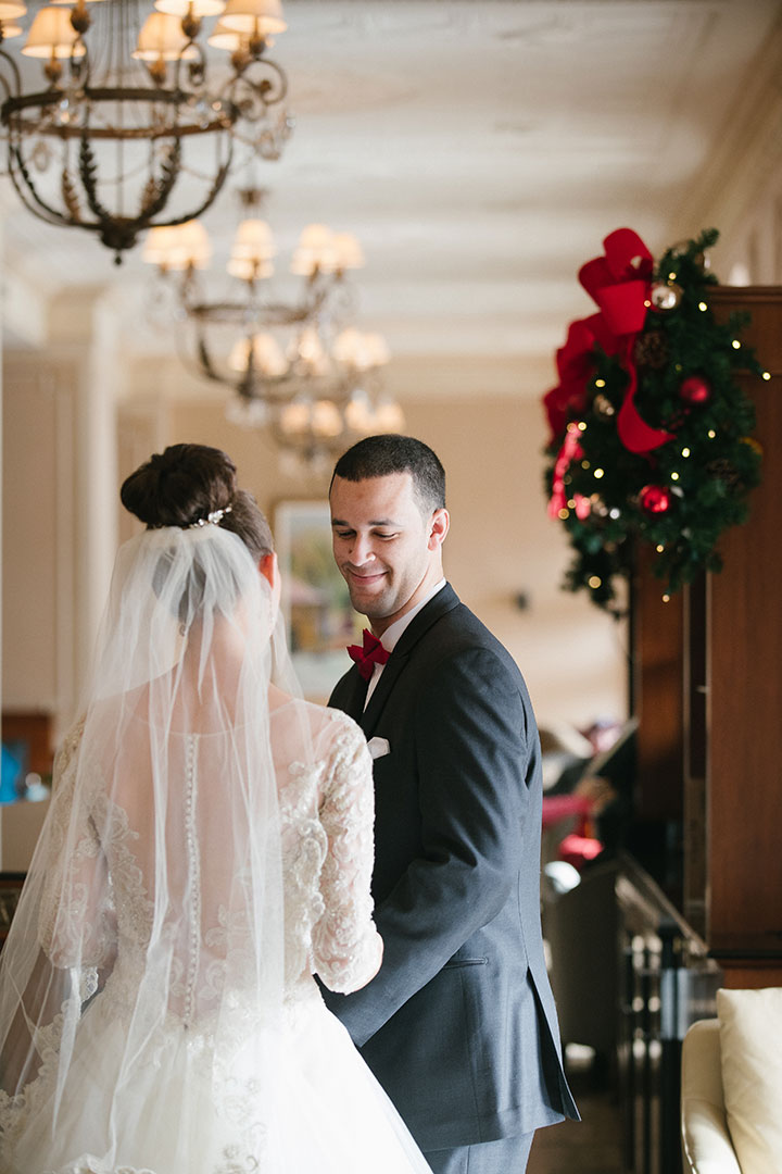 Ballerina Bun + Red Lip + "Andria" = Winter Wedding Perfection