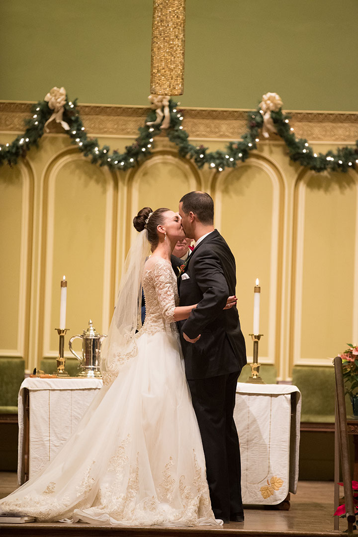 Ballerina Bun + Red Lip + "Andria" = Winter Wedding Perfection