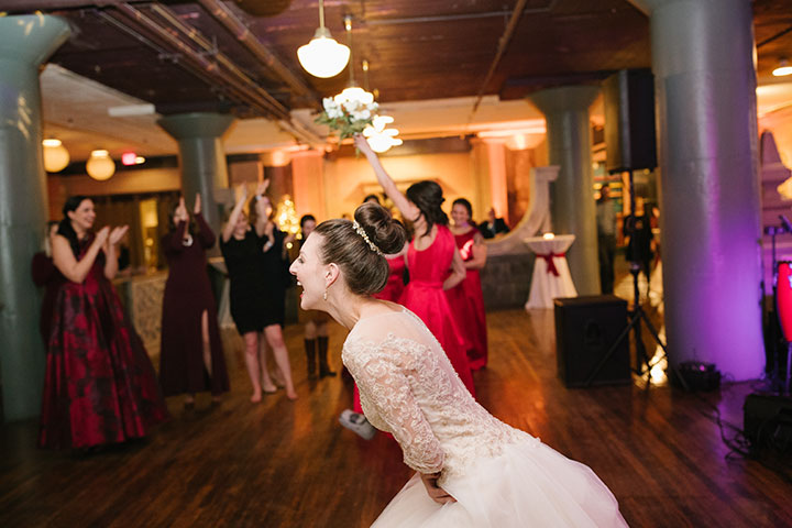 Ballerina Bun + Red Lip + "Andria" = Winter Wedding Perfection