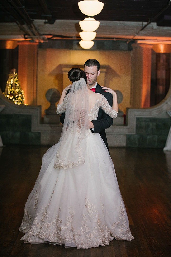 Ballerina Bun + Red Lip + "Andria" = Winter Wedding Perfection