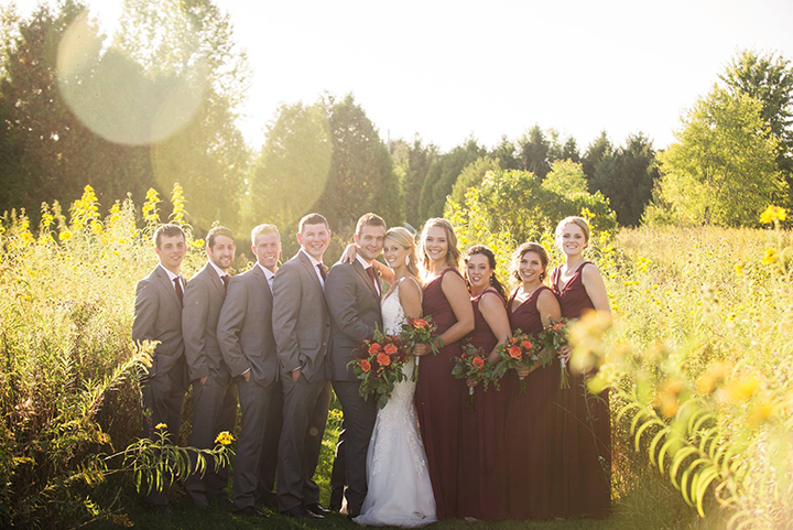 Bride Wears Sophia Tolli "Margot" For Her Early Autumn Wedding In Indiana 