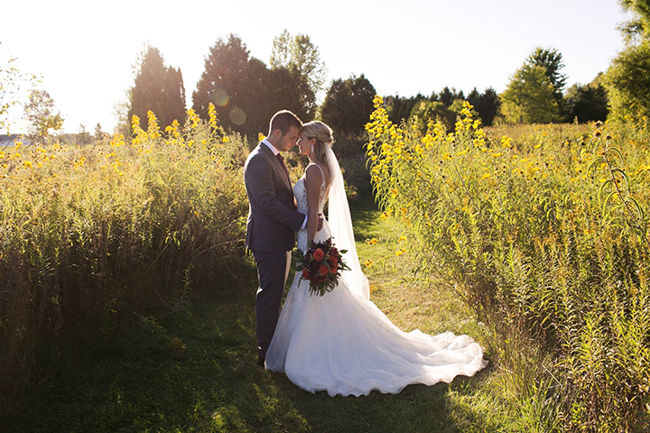 Bride Wears Sophia Tolli "Margot" For Her Early Autumn Wedding In Indiana 