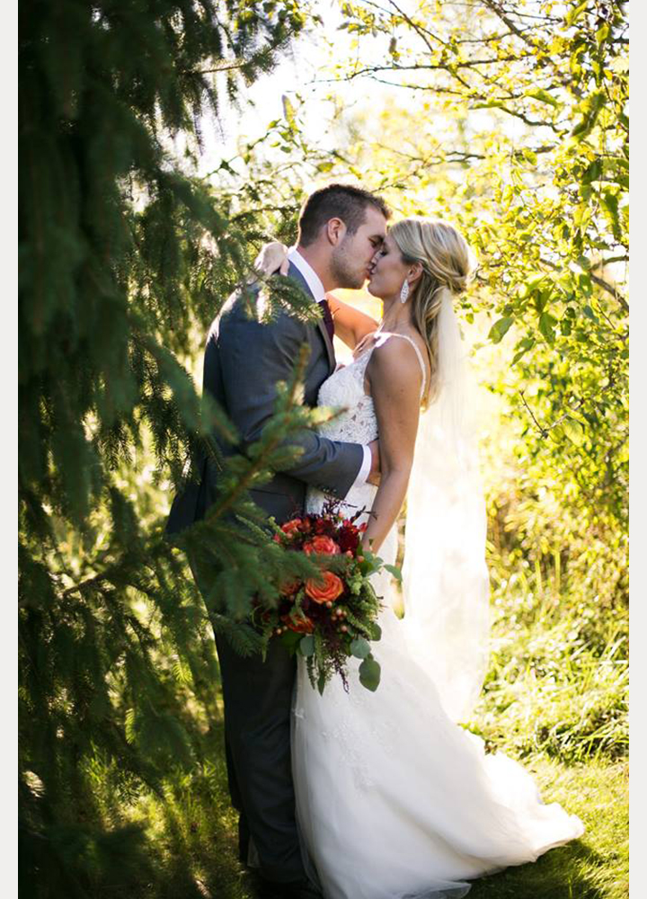 Bride Wears Sophia Tolli "Margot" For Her Early Autumn Wedding In Indiana 