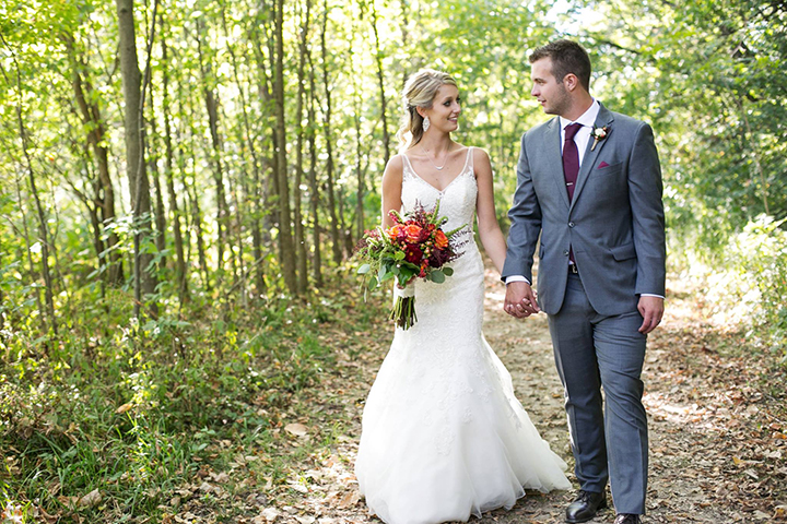 Bride Wears Sophia Tolli "Margot" For Her Early Autumn Wedding In Indiana 