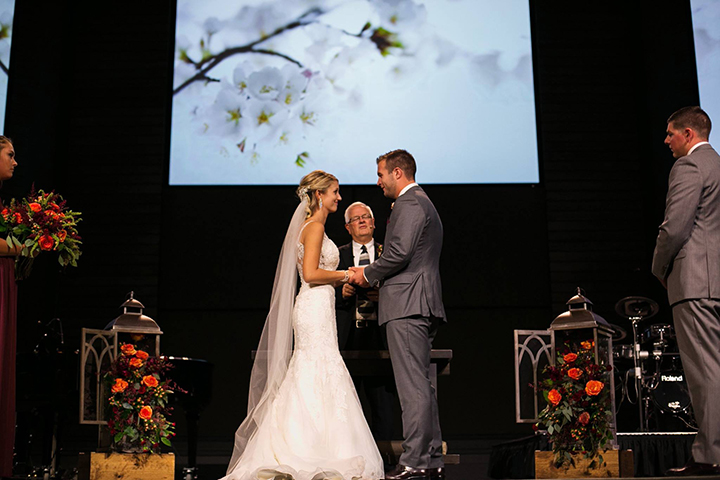 Bride Wears Sophia Tolli "Margot" For Her Early Autumn Wedding In Indiana 