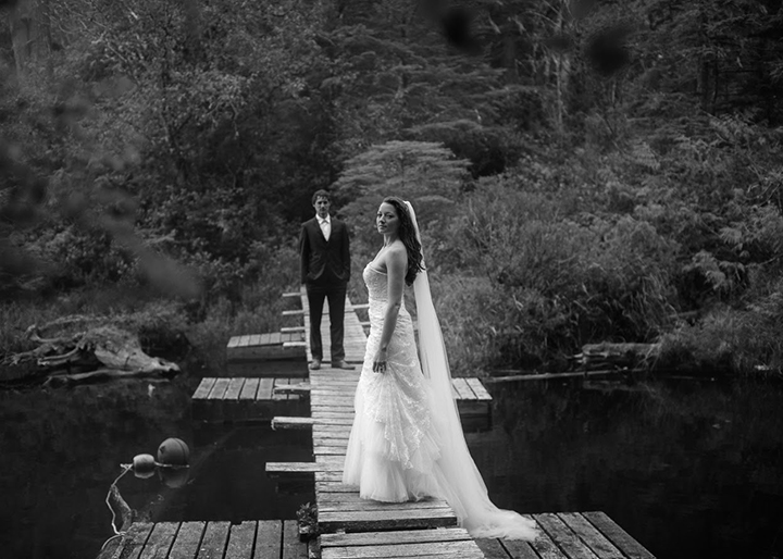 Magical Backcountry Wedding Wearing Sophia Tolli