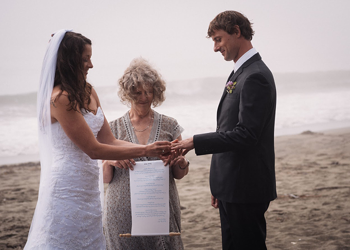 Magical Backcountry Wedding Wearing Sophia Tolli